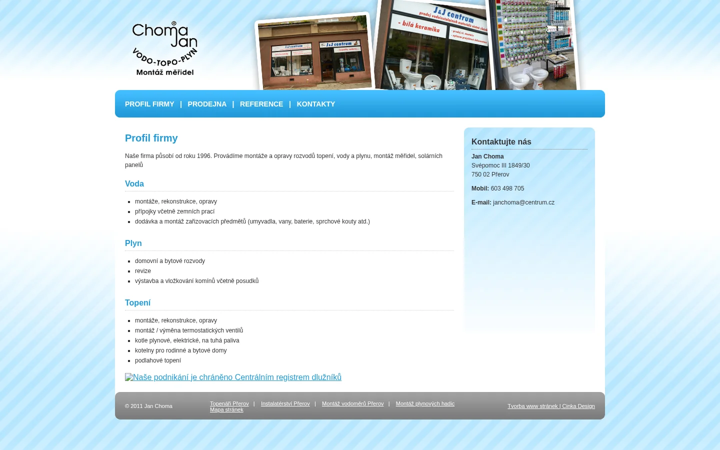 Ján Choma - montáž a opravy plynových zařízení website