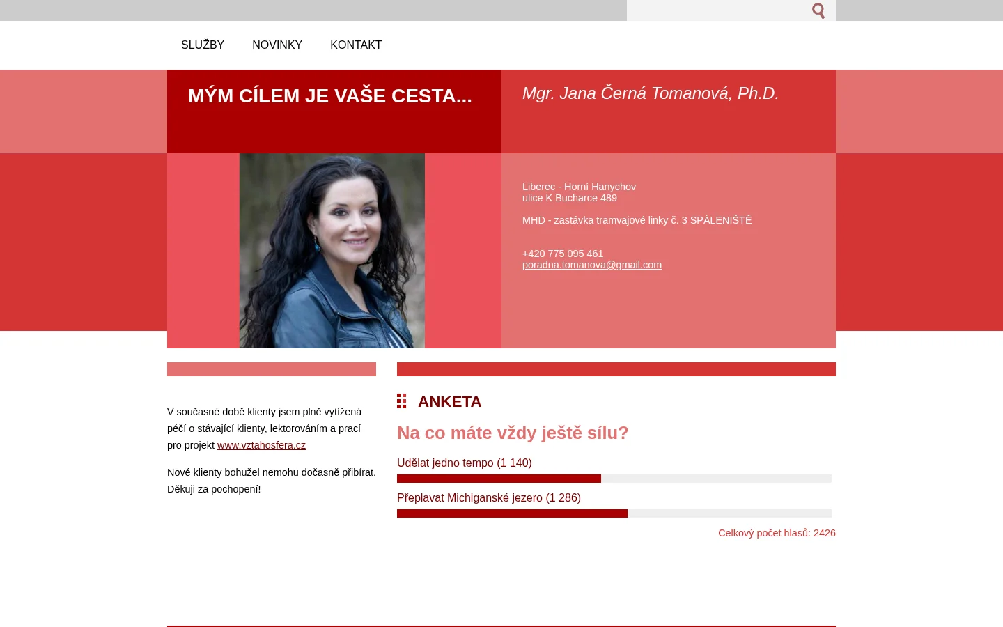 Jana Černá Tomanová - psychologické poradenství website
