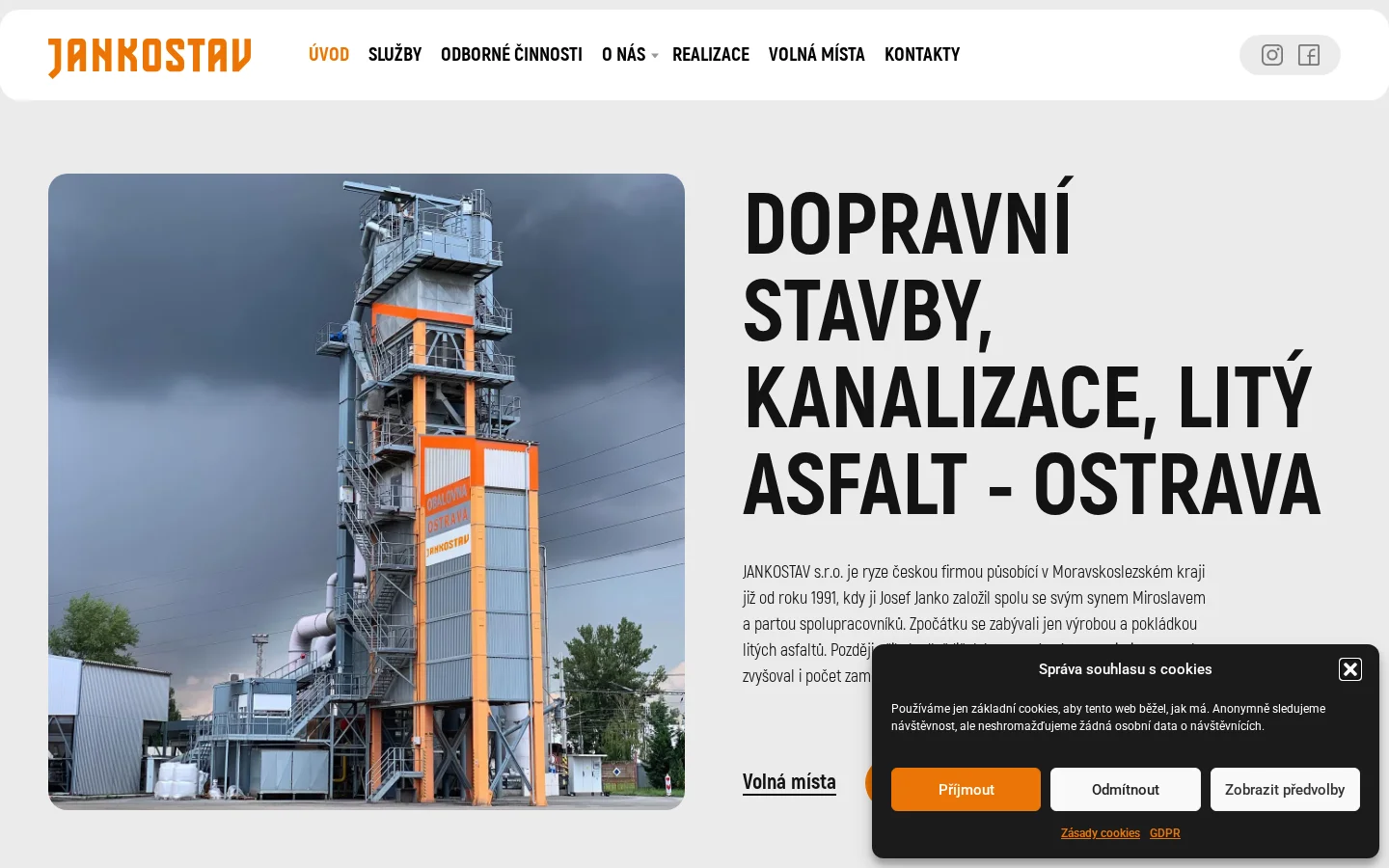 JANKOSTAV, s.r.o. website