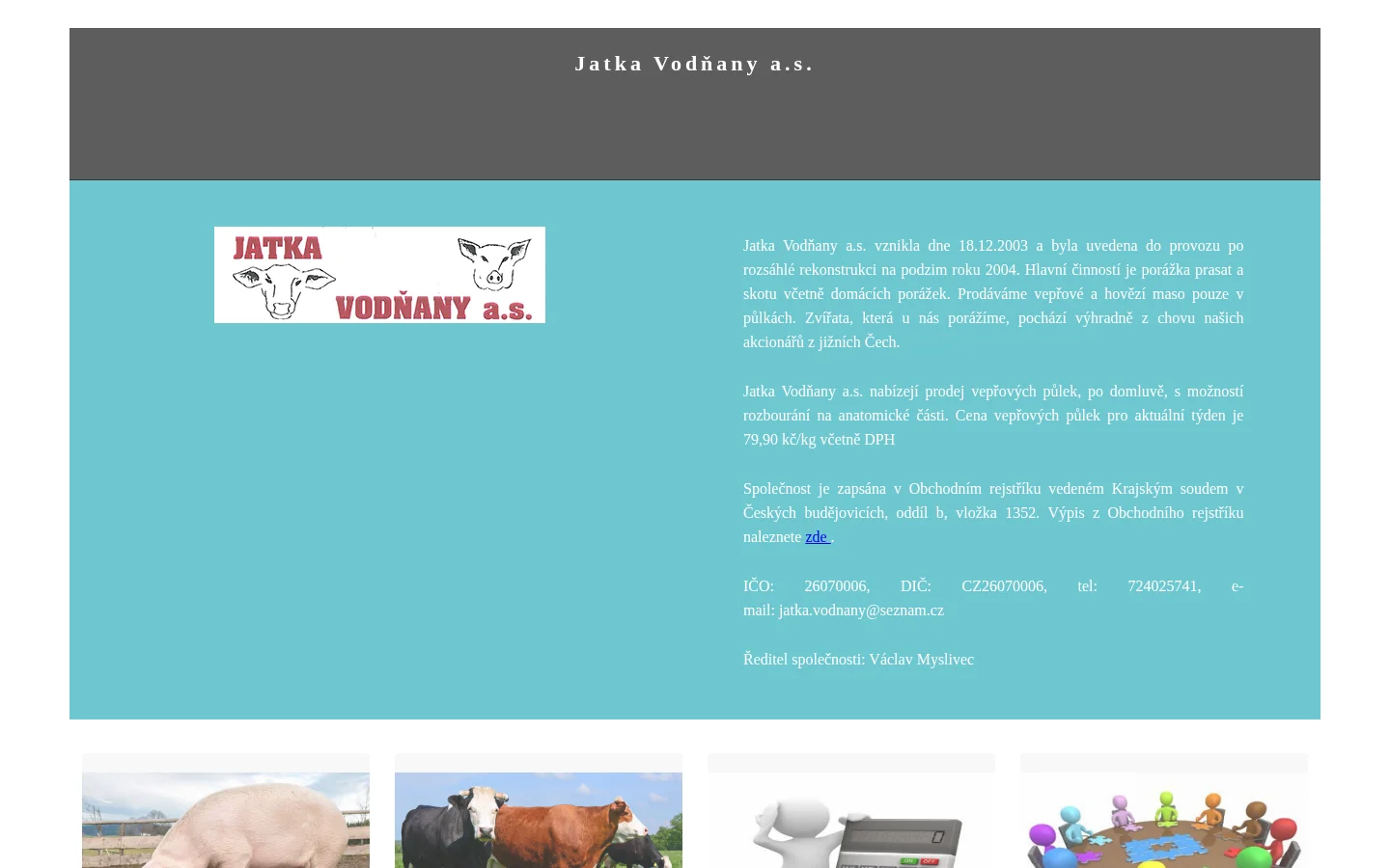 Jatka Vodňany, a.s. website