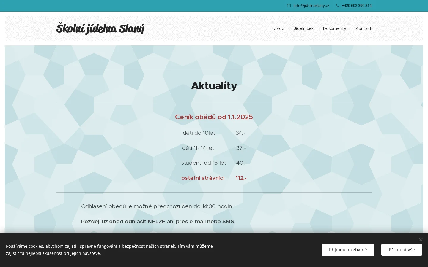 Školní jídelna Slaný website