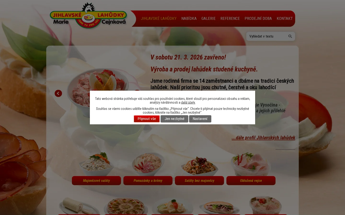 Marie Cejnková - Jihlavské lahůdky website