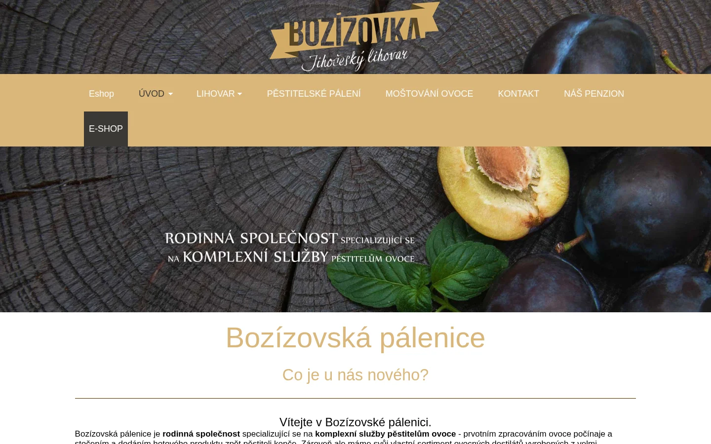 Jihočeský lihovar website