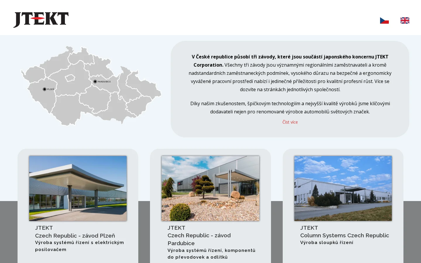 JTEKT Czech Republic, s.r.o. website