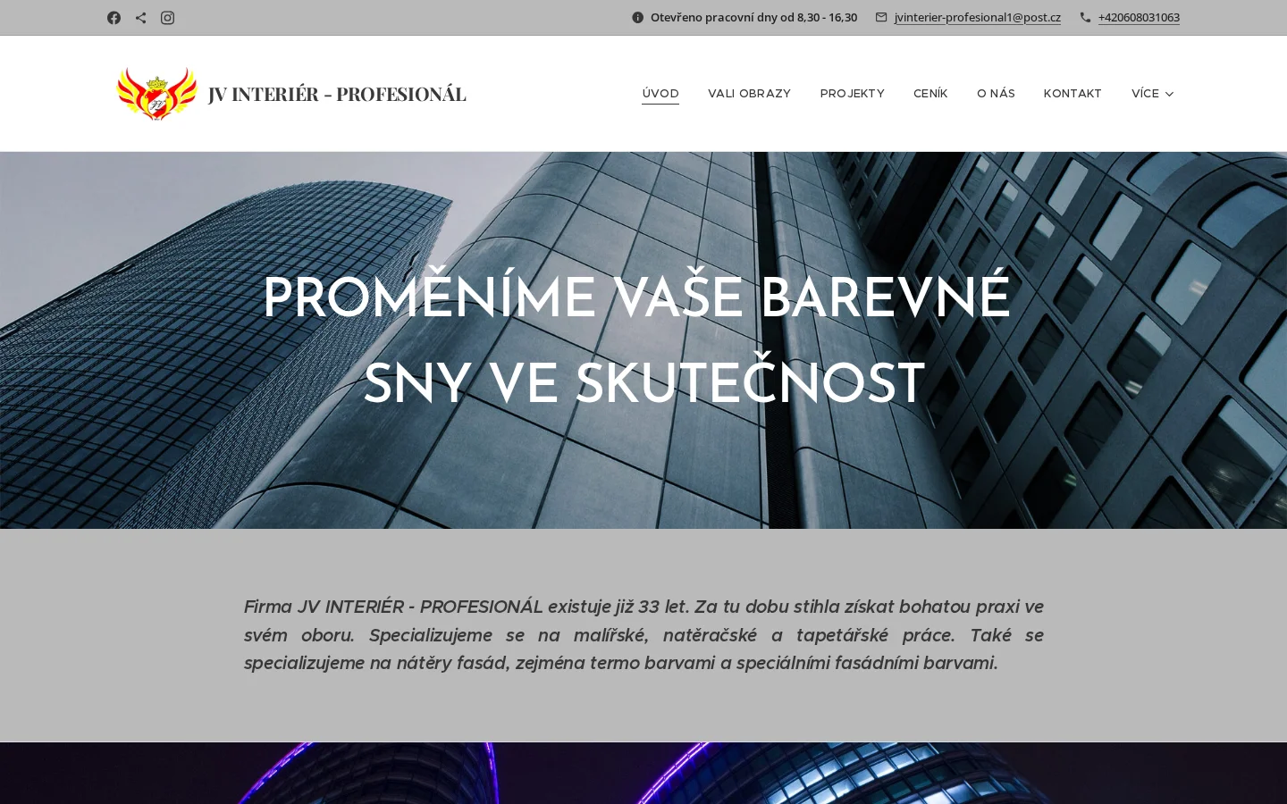 Jaroslav Valášek - JV INTERIÉR - PROFESIONÁL website