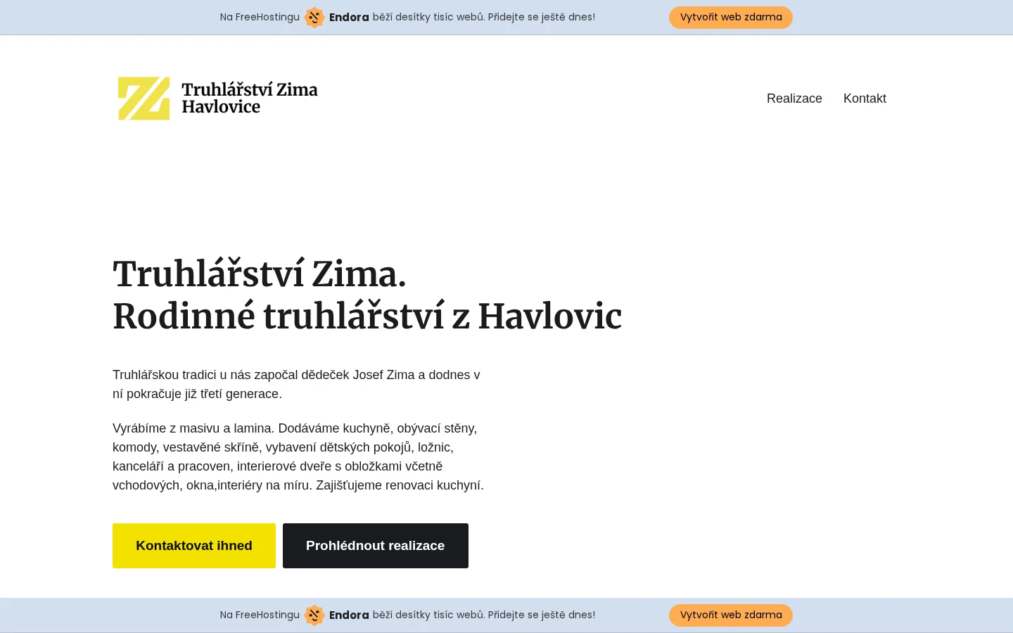 Truhlářství Zima website