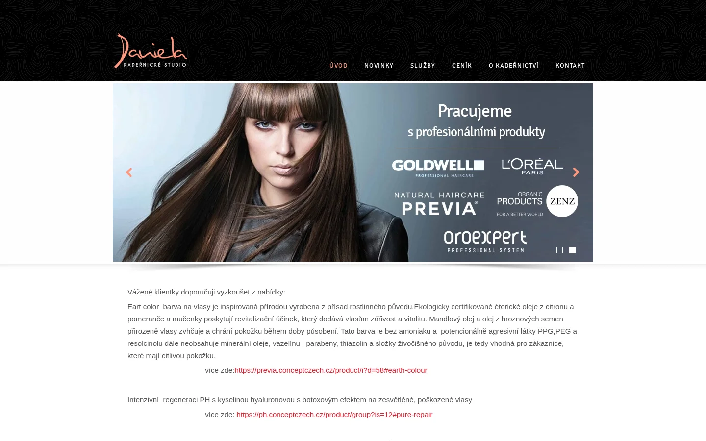 Kadeřnické studio Daniela website