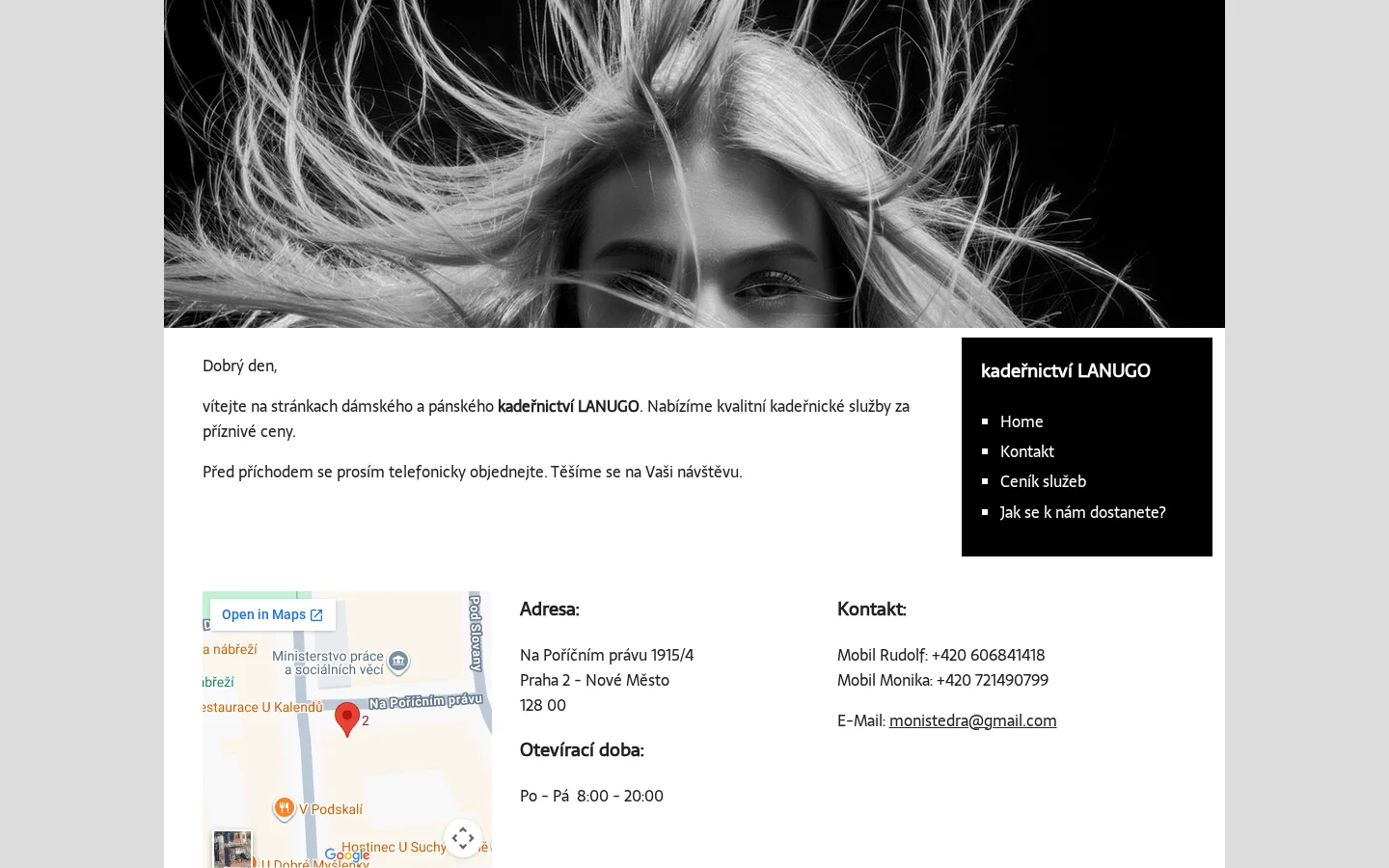 Kadeřnictví Lanugo website