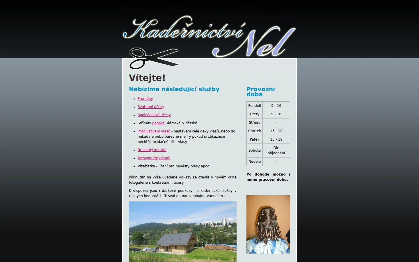 Kadeřnictví Nel website