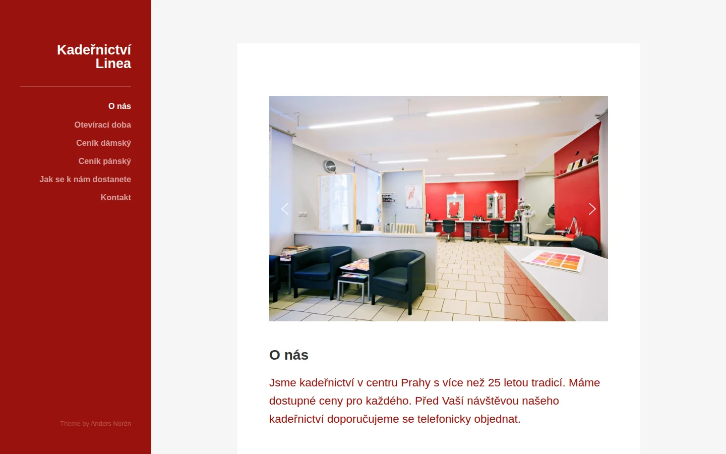 Kadeřnictví Linea website