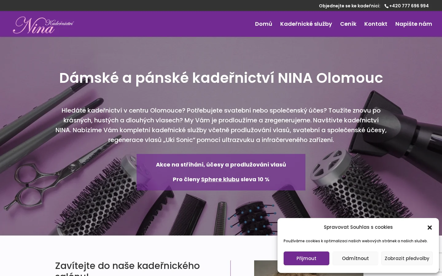 Kadeřnictví Nina website