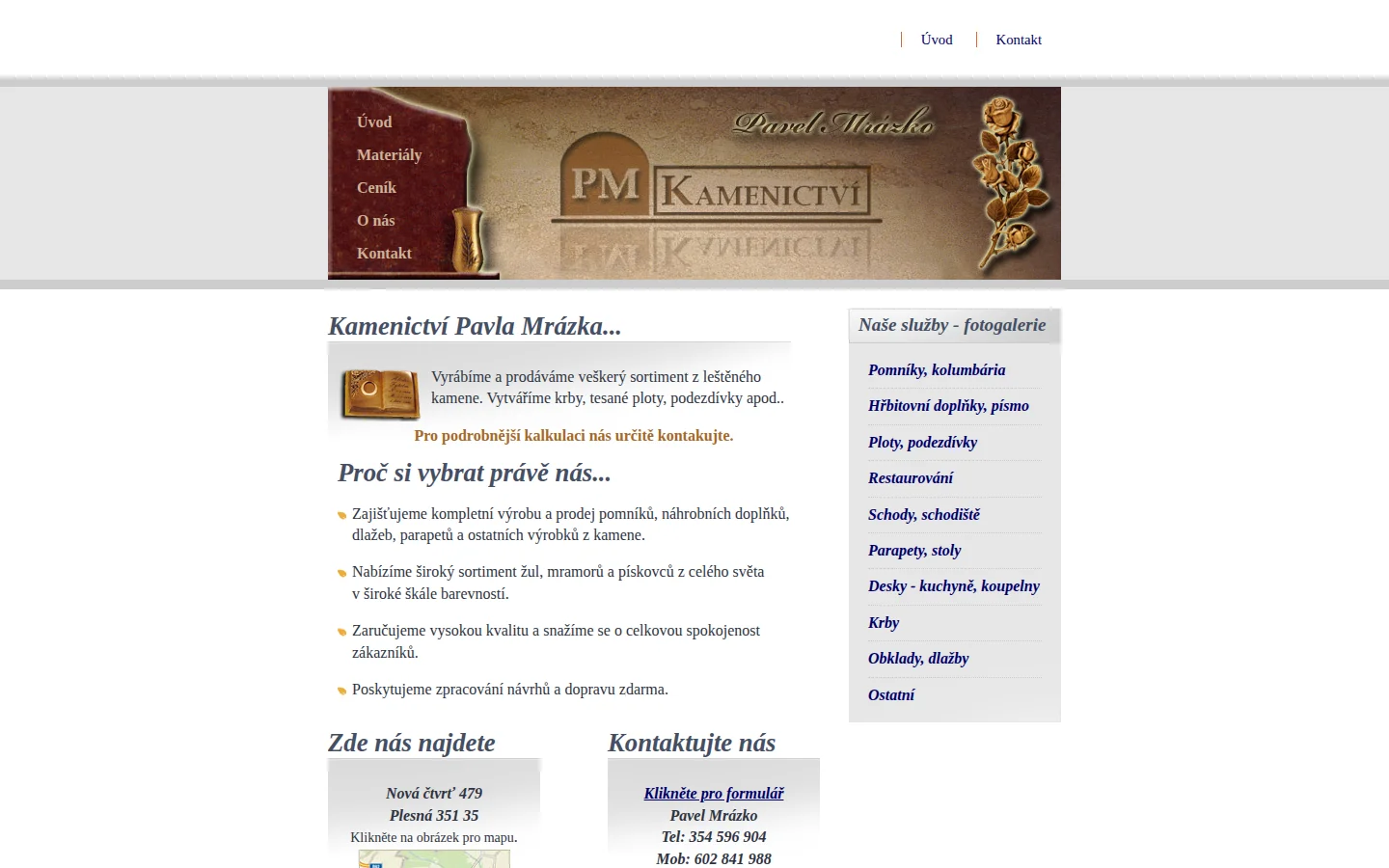 Kamenictví PM Chebsko website