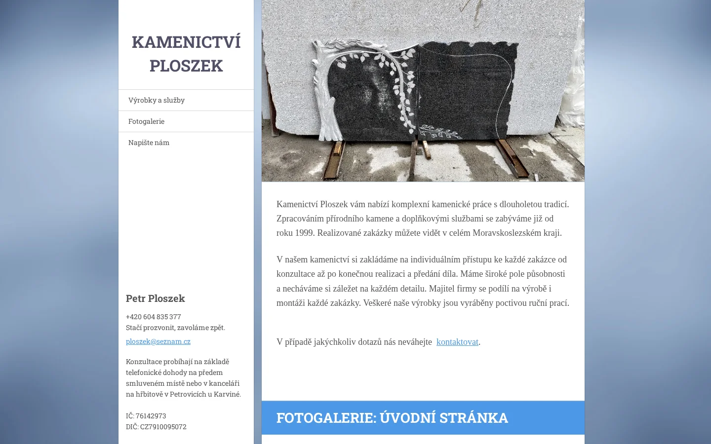 Kamenictví Ploszek website
