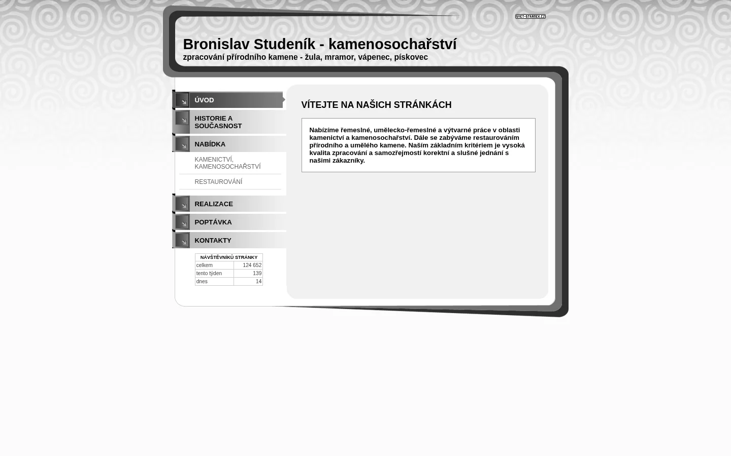 Kamenosochařství Bronislav Studeník website