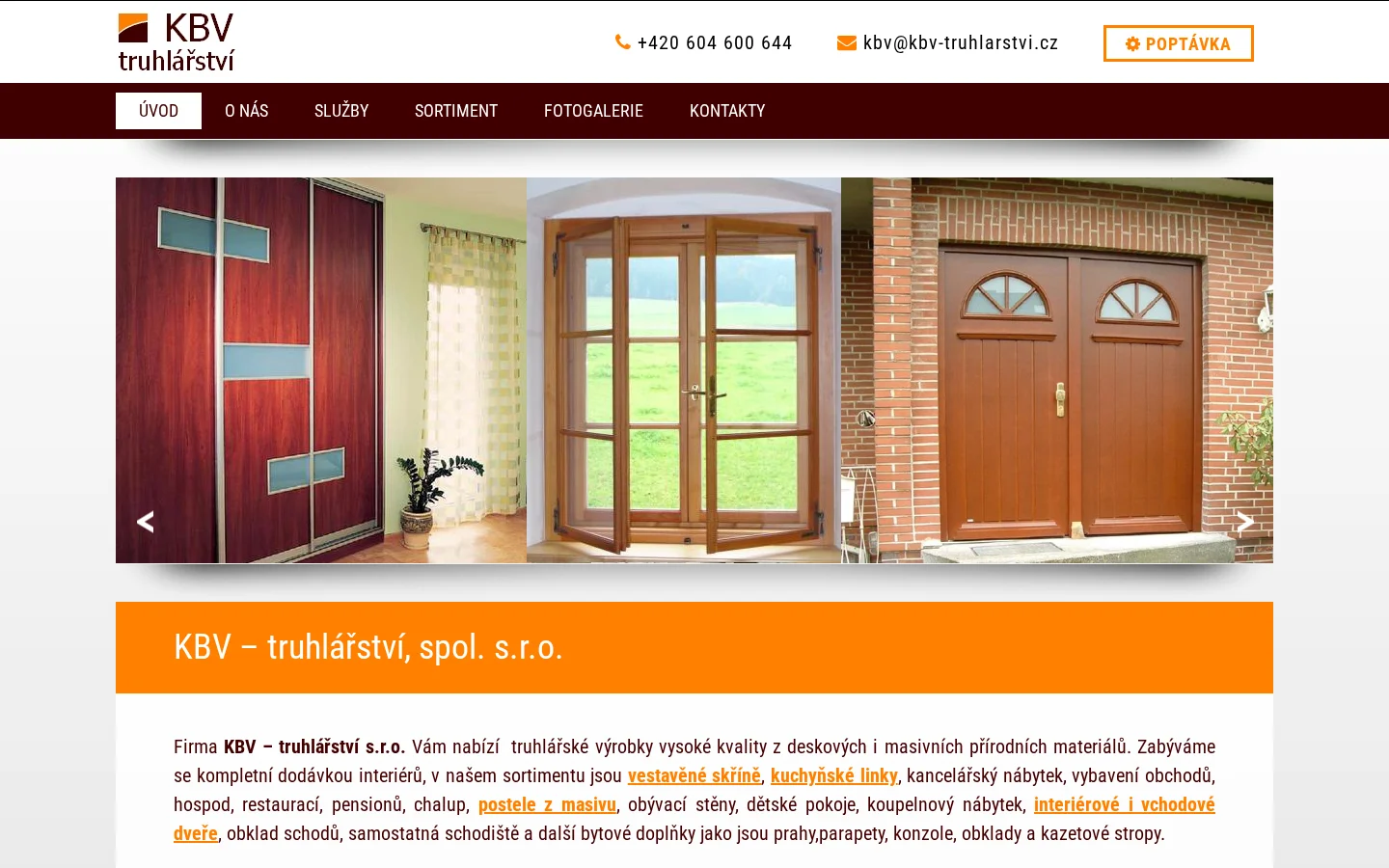 KBV-truhlářství, spol. s r.o. website