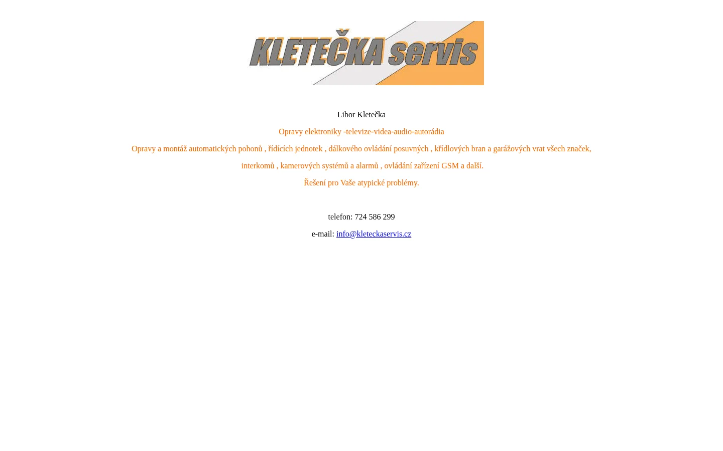Libor Kletečka - opravy elektroniky website