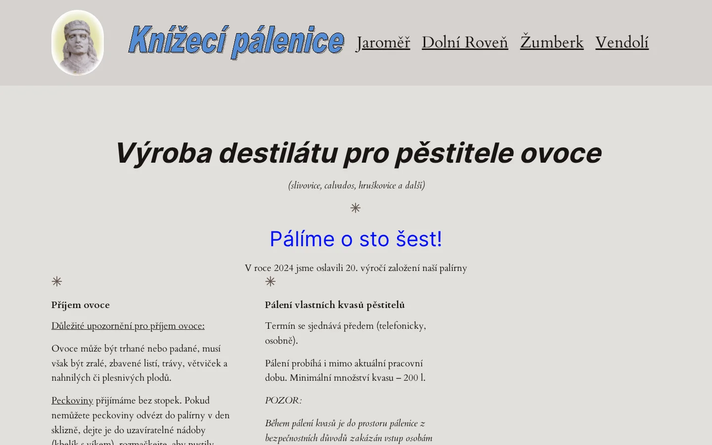 Knížecí pálenice website