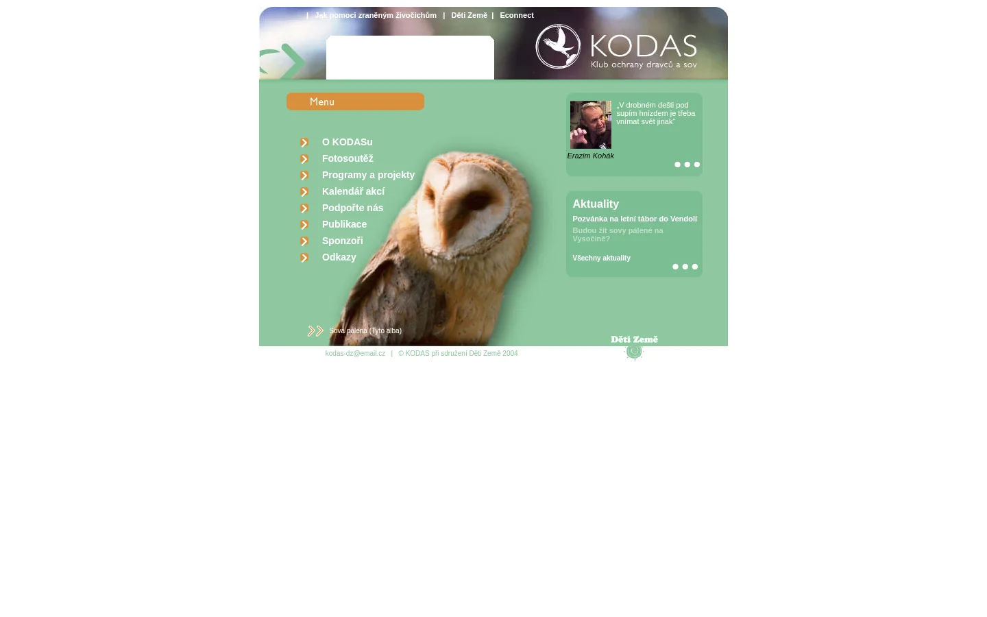 Klub ochrany dravců a sov při sdružení Děti Země website