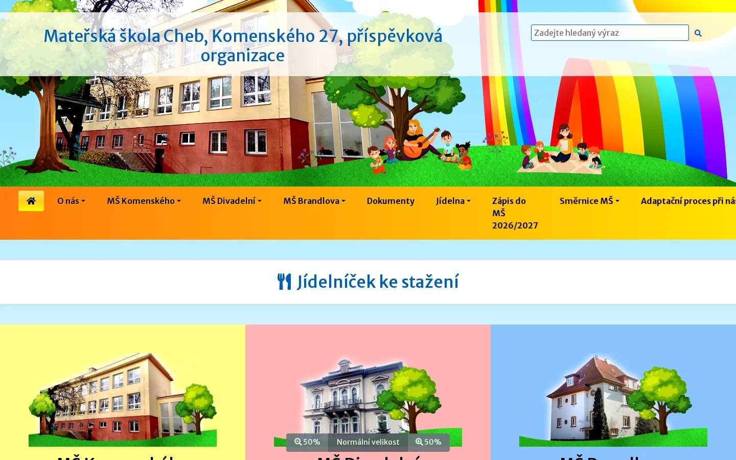 MŠ Cheb, Komenského 27 website