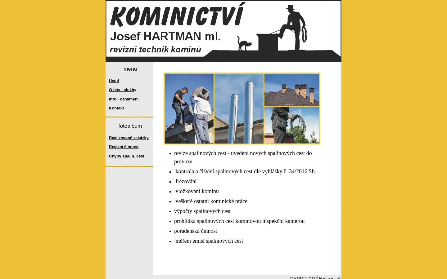 Kominictví Josef Hartman ml. website