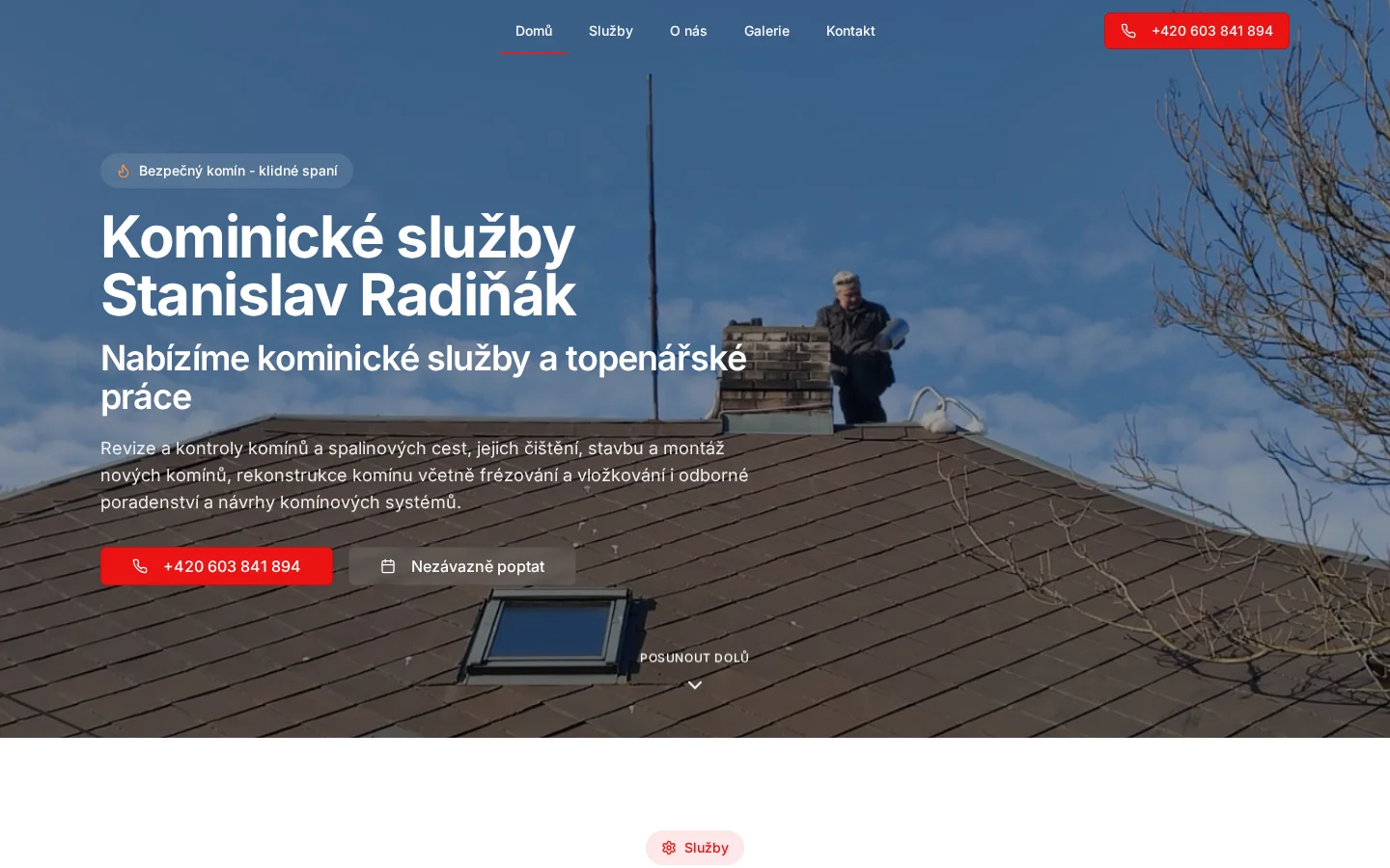Kominictví Stanislav Radiňák website