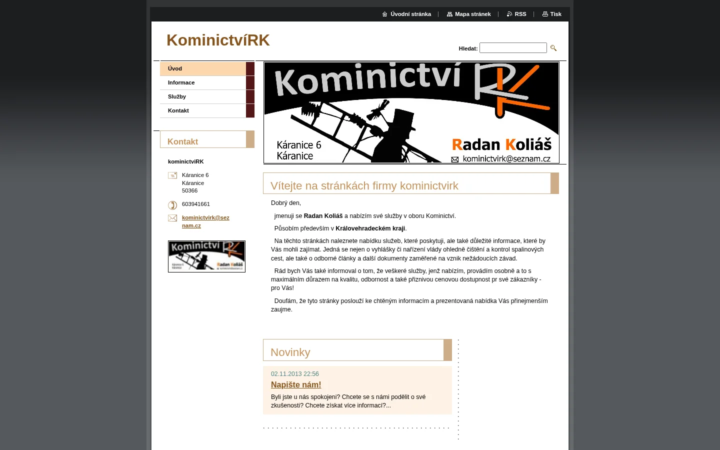 Kominictví RK website
