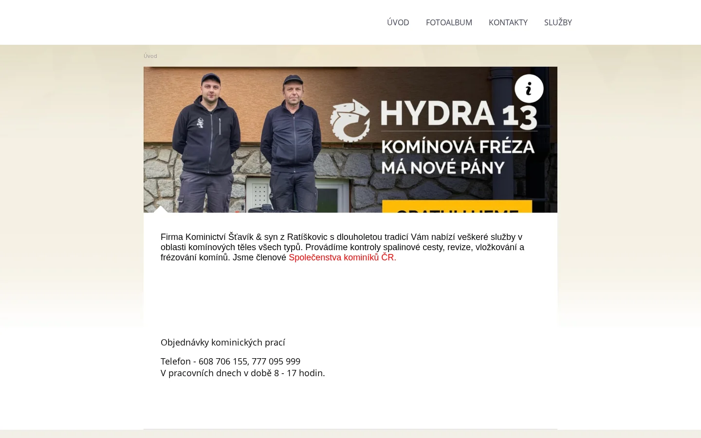 Kominictví Jiří Šťavík website