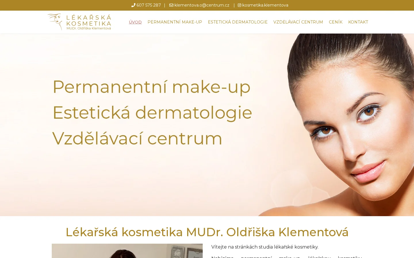 Lékařská kosmetika MUDr. Oldřiška Klementová website