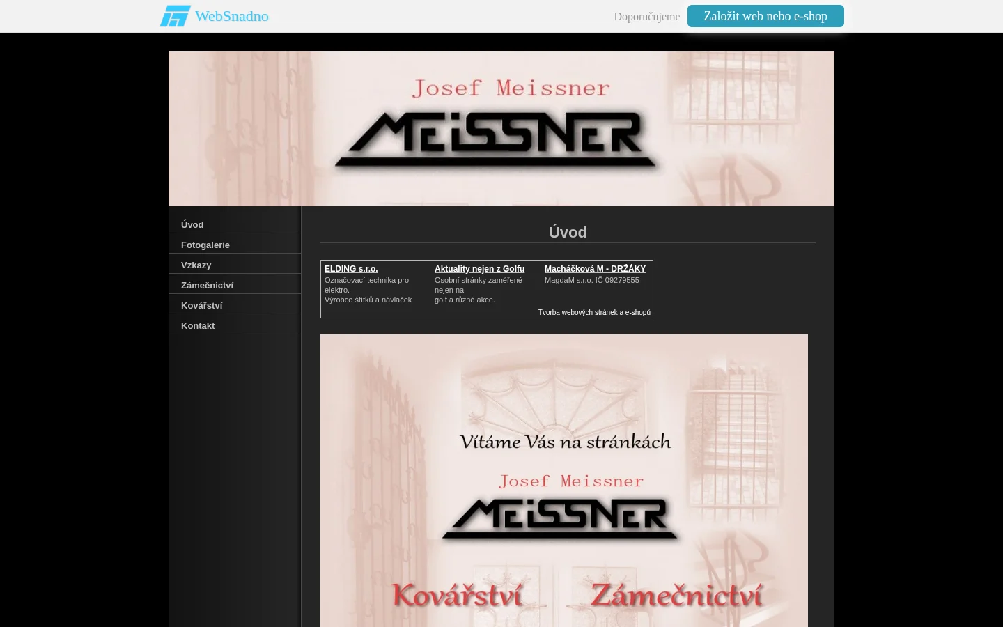 Zámečnické práce Josef Meissner website