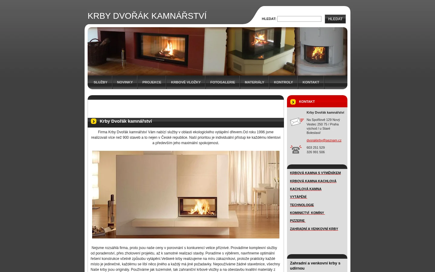 Krby Dvořák kamnářství website