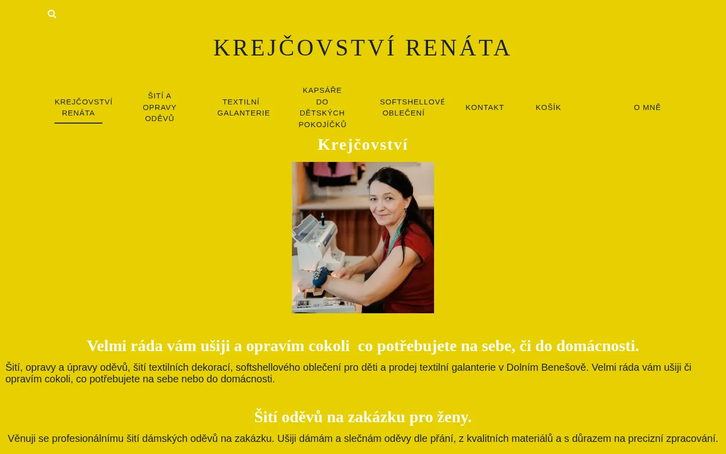 Krejčovství Renáta Pašková website