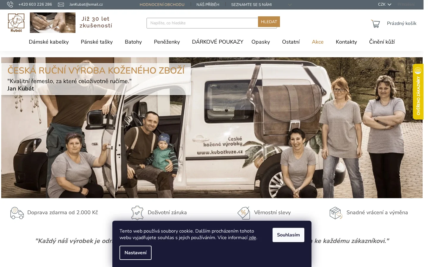 Kubát Kůže website