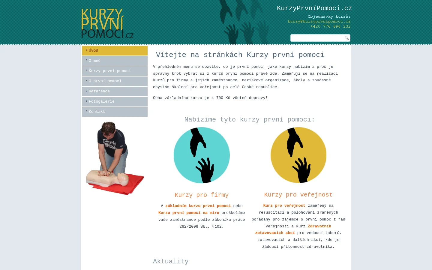 KurzyPrvníPomoci.cz website