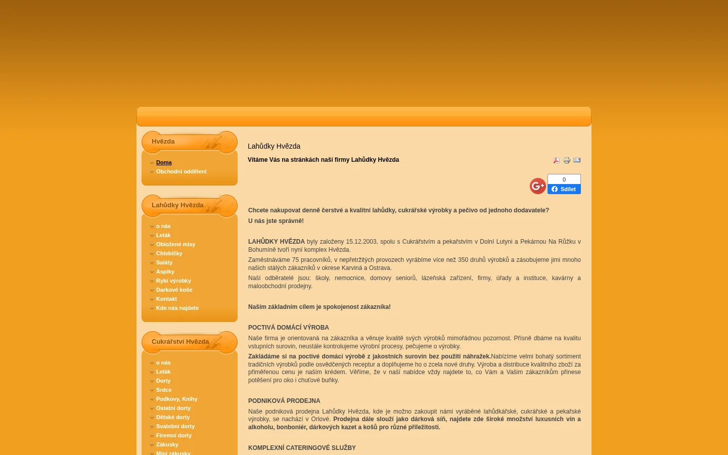 Lahůdky Hvězda website