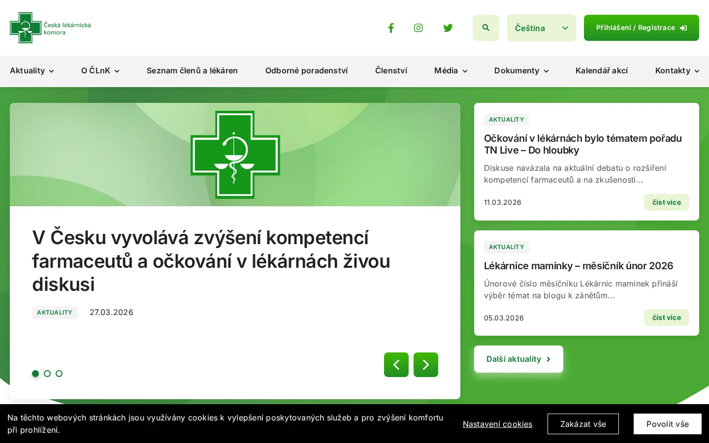 Česká lékárnická komora website
