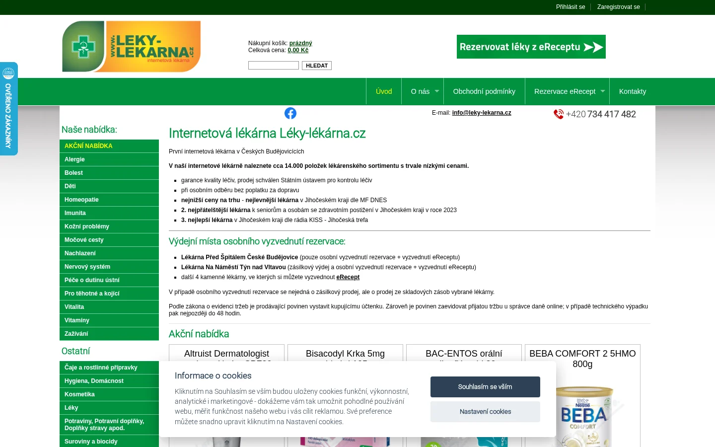 Leky-lekarna.cz website