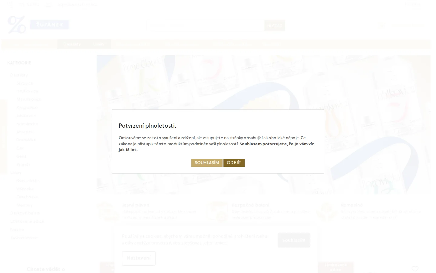 Lihovar Žufánek website