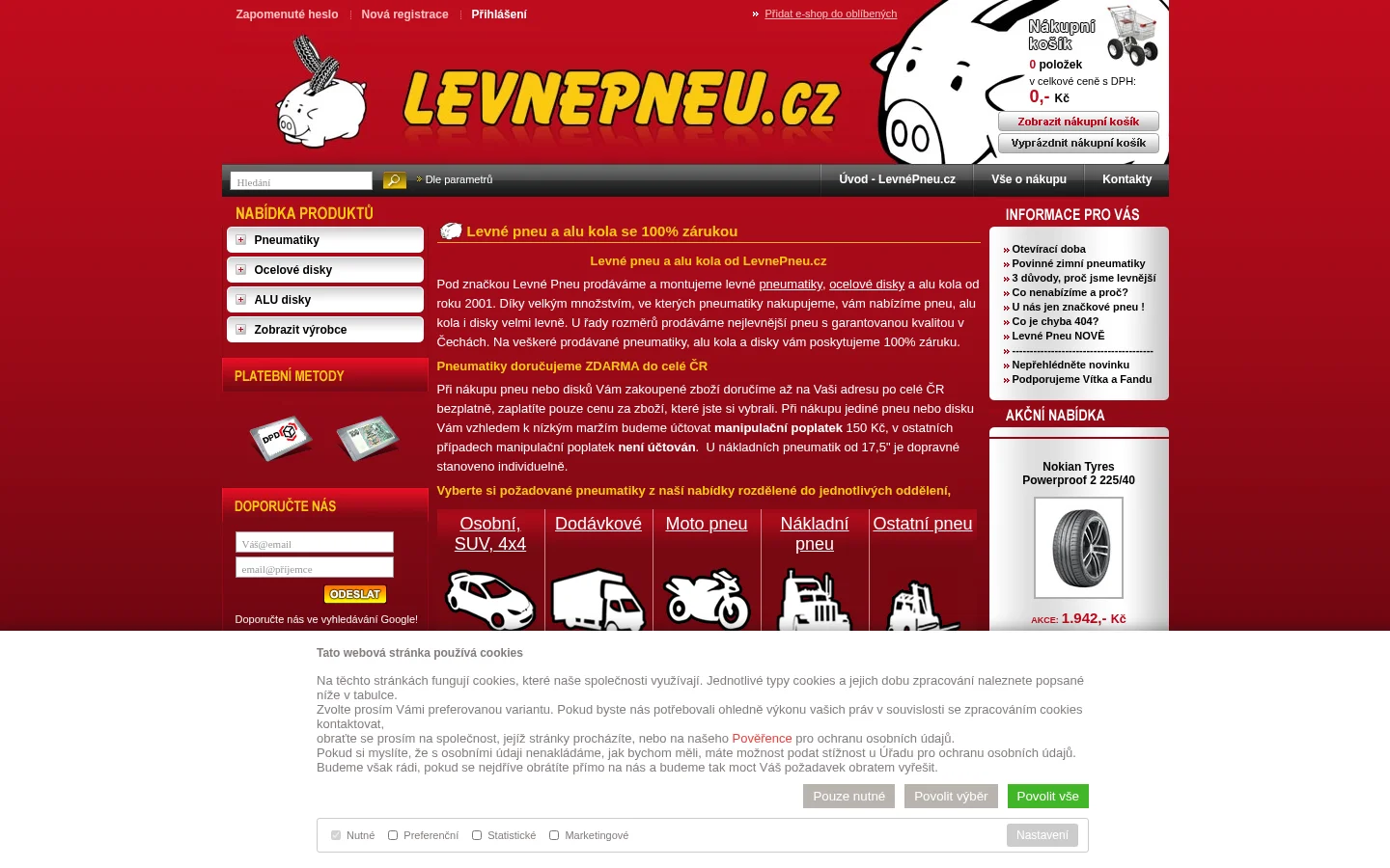 LevnePneu.cz website
