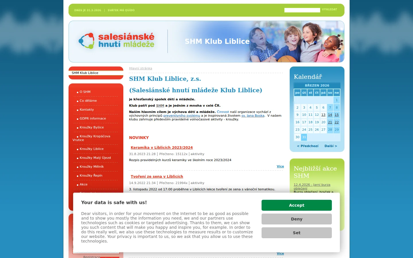 SHM Klub Liblice website