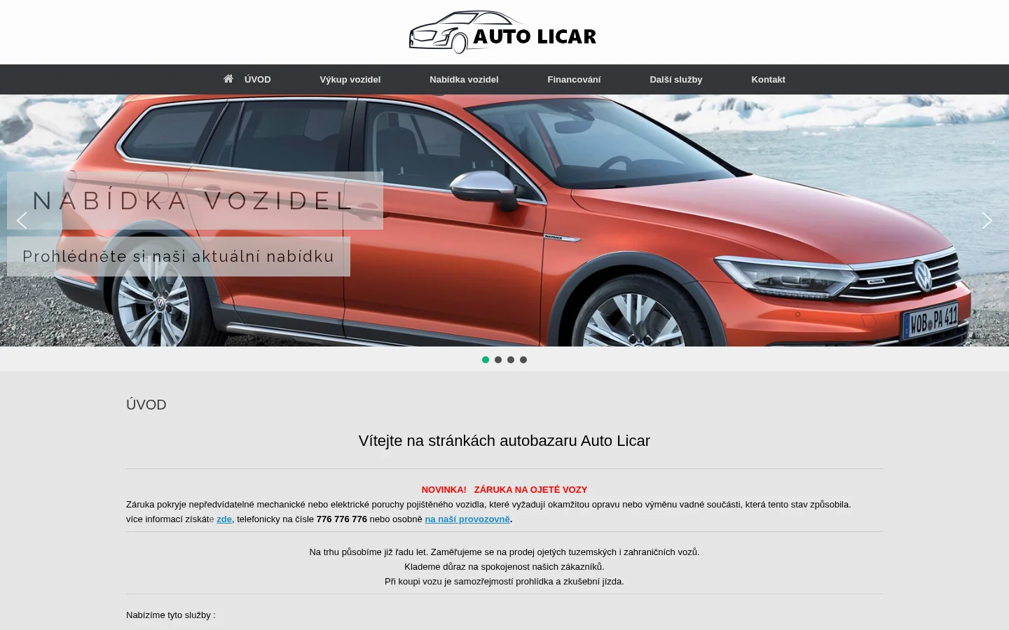 Auto LiCar s.r.o. website