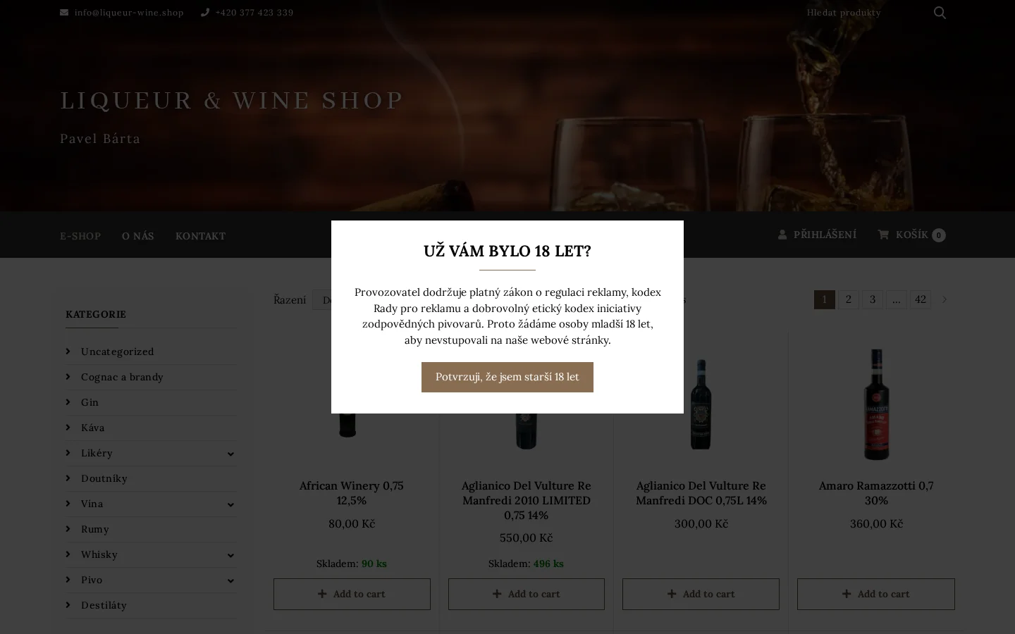Liqueur & Wine Shop website