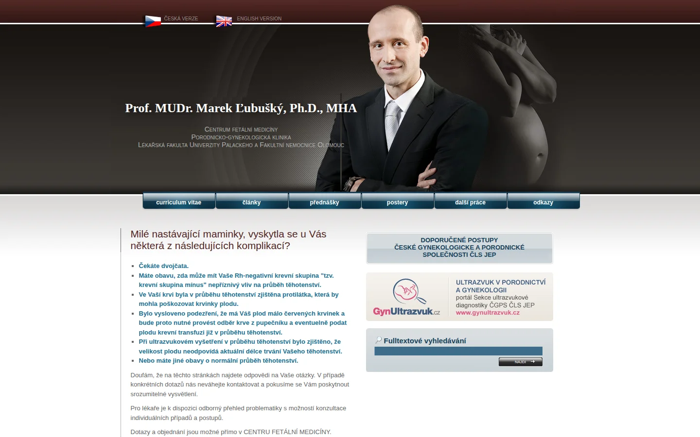 Prof. MUDr. Marek Ľubušký, Ph.D., MHA website