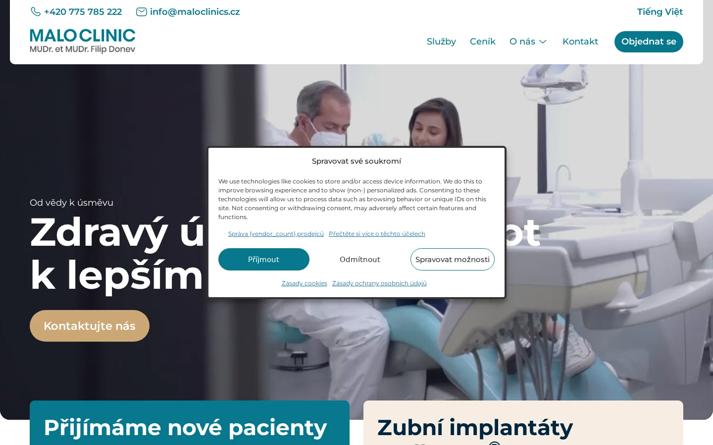 MALO CLINIC Prague website