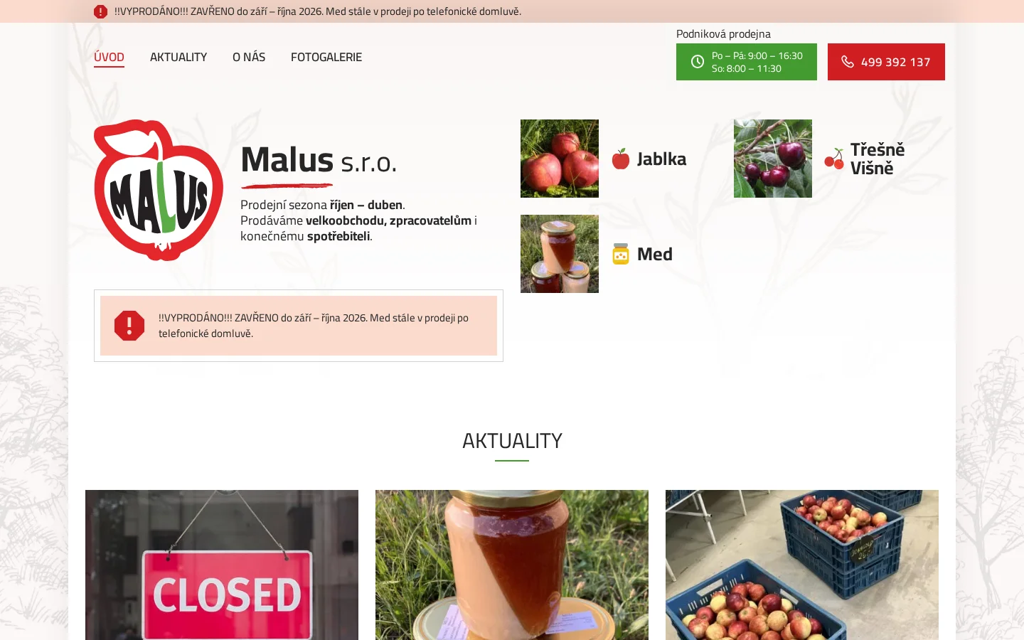 Malus, s.r.o. website