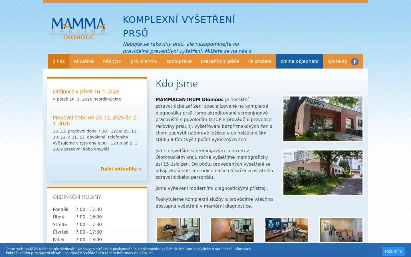 MAMMACENTRUM Olomouc website