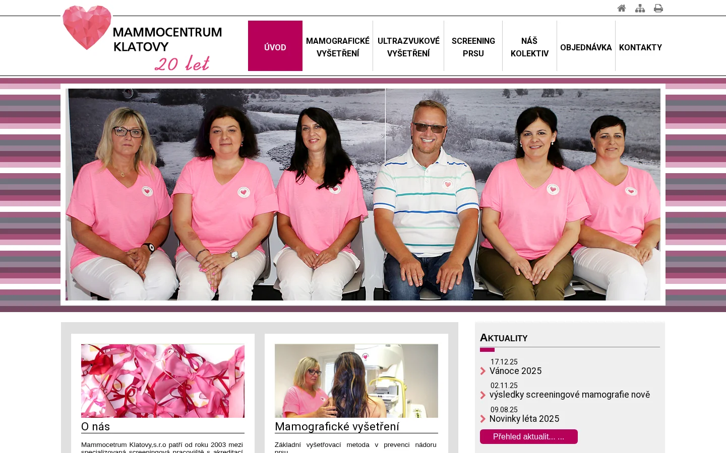 MAMMOCENTRUM KLATOVY, s.r.o. website