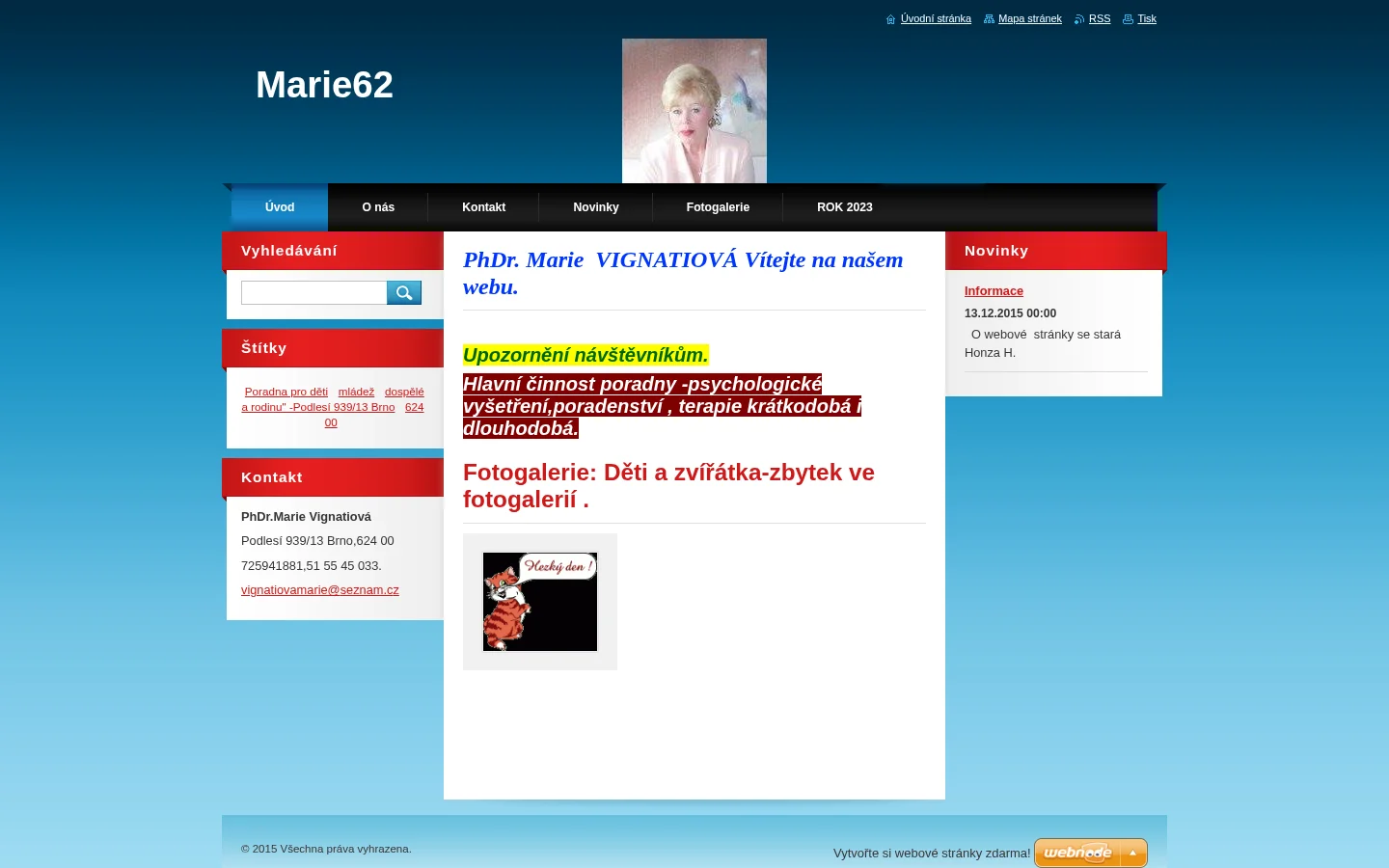 Marie Vignatiová - Psychologická poradna website