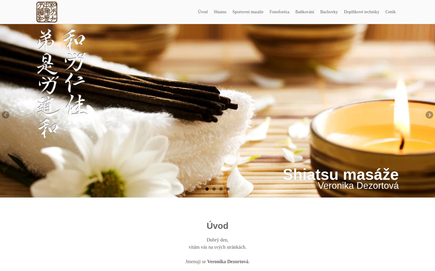 Shiatsu masáže Veronika Dezortová website