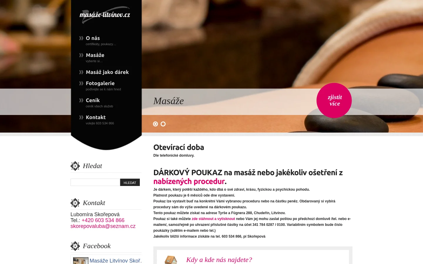 MASÁŽE Lubomíra Skořepová website
