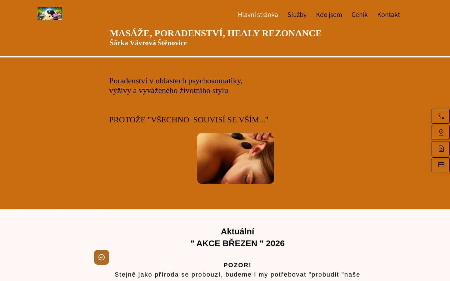 Šárka Vávrová - Masáže Štěnovice website